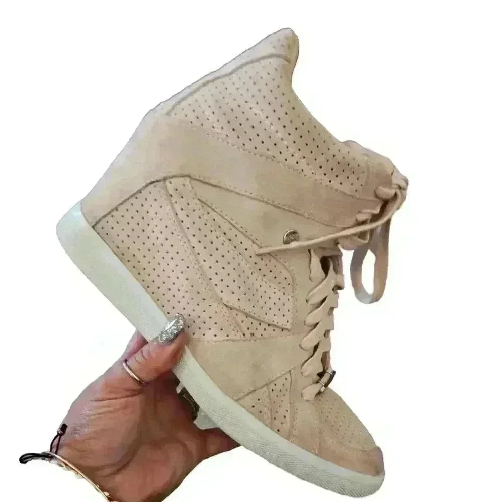 Coach Women's Pale Pink Alexis Suede Hidden Wedge Sneaker  9